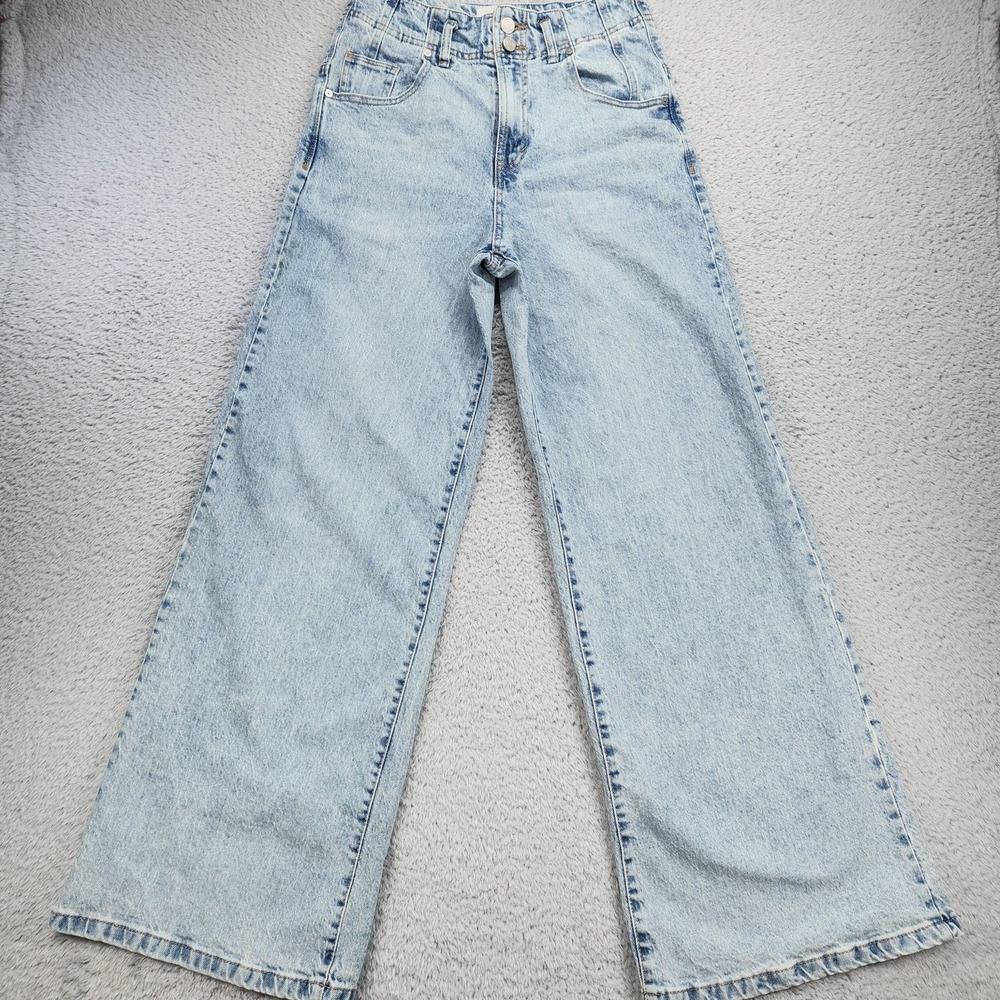 Habitual Emmette Jeans Womens 4/27 Light Wash High Rise Wide Leg Stretch Denim